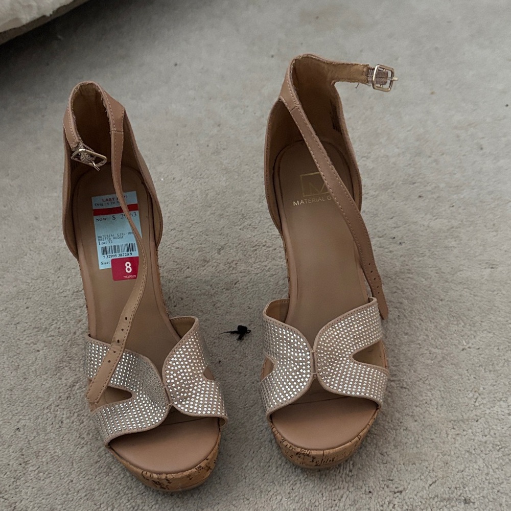 Naturalizer Tan and Cream Wedge Sandals